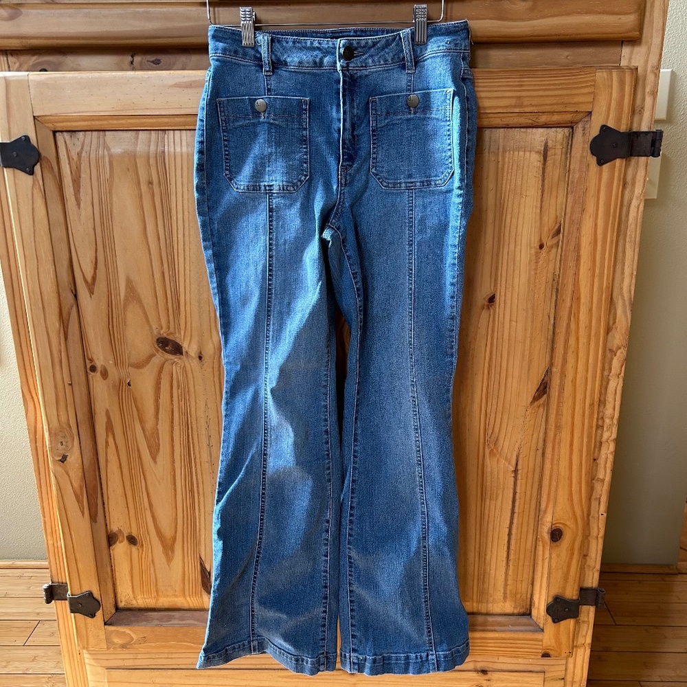 d. Jeans Flare Wide Leg Front Button Pockets Women's Size 6